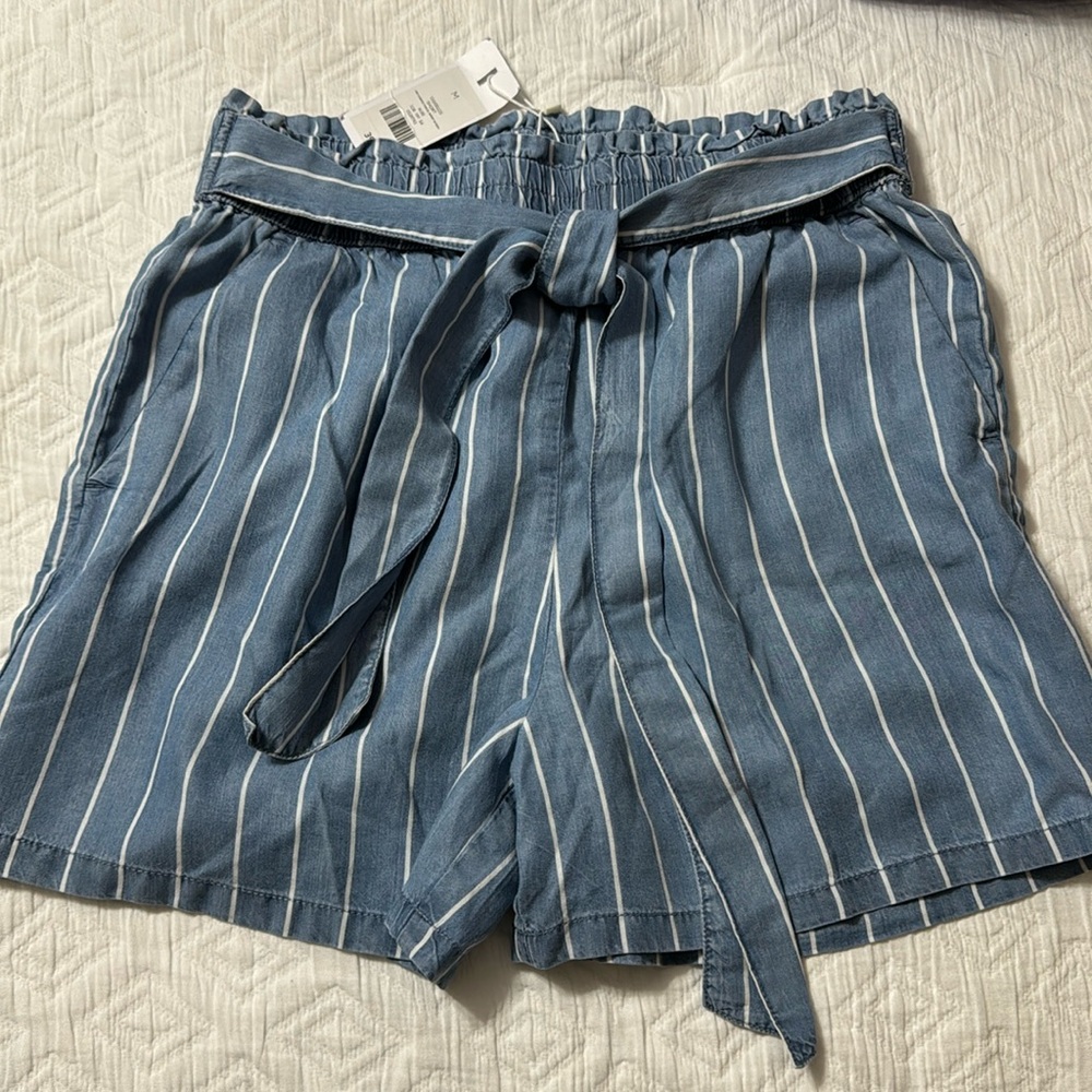 Striped Casual Faux Jean Shorts